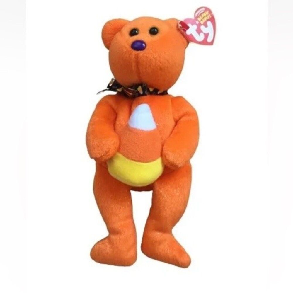 TY TREATOR the HALLOWEEN BEAR BEANIE BABY -MINT With MINT TAGS BIRTH OCT 2007